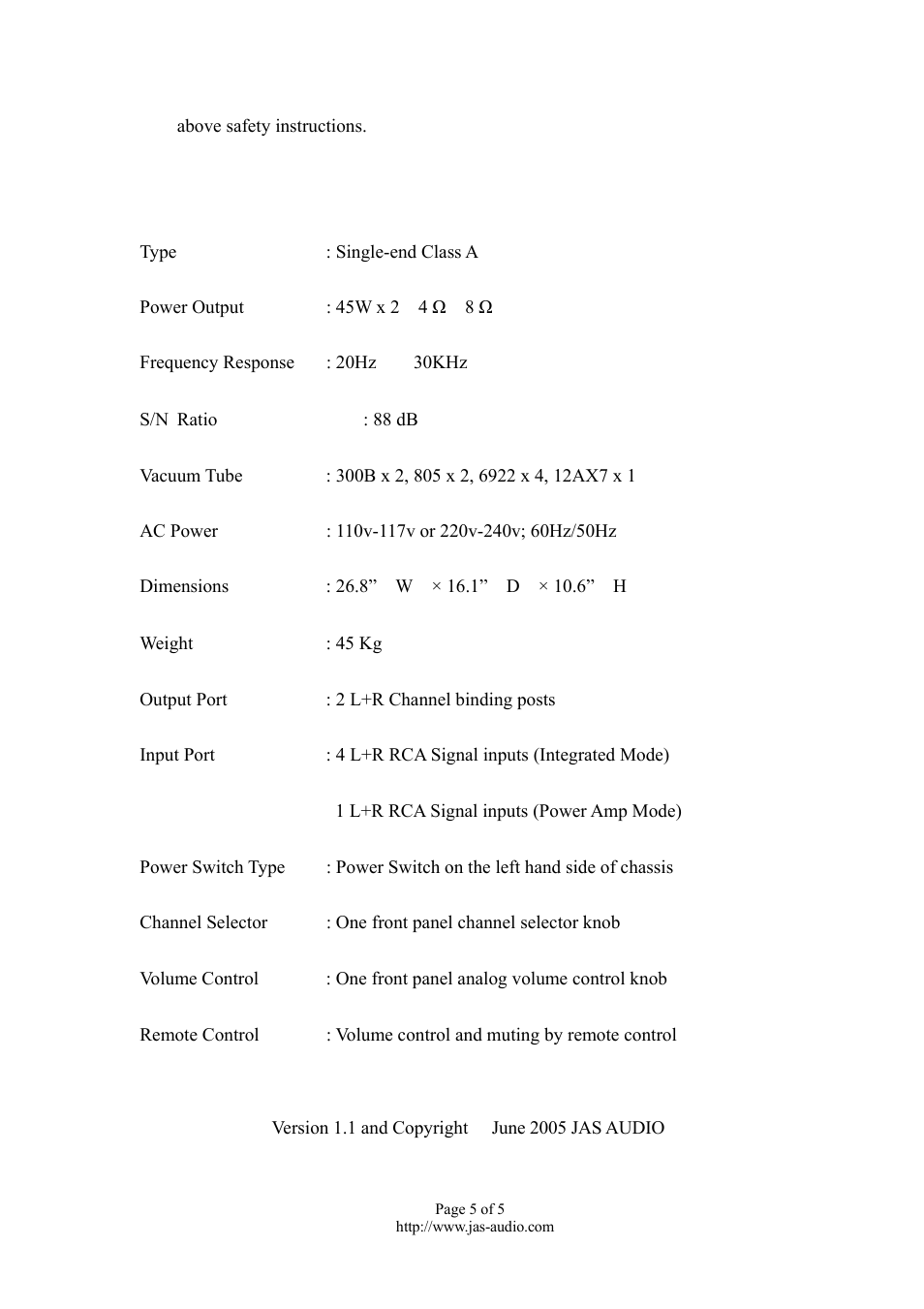 Jas-Audio ARRAY 2.1 SE User Manual | Page 5 / 5
