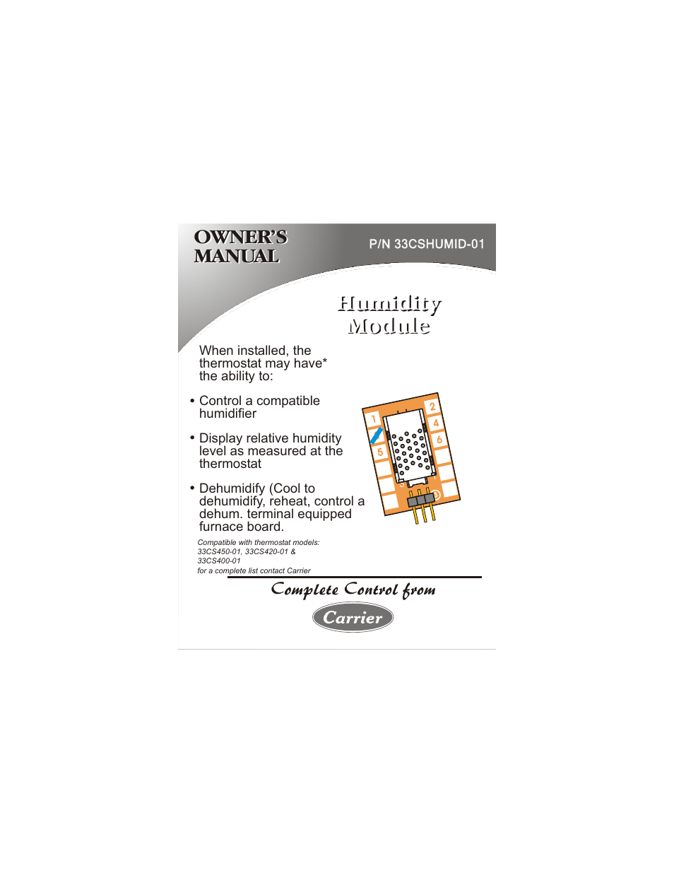 Carrier P/N 33CSHUMID-01 User Manual | 9 pages