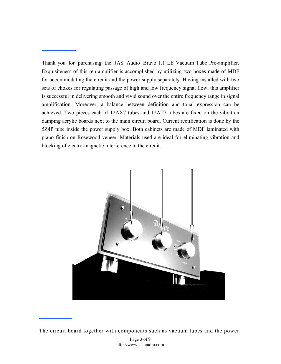 Bravo 1.1 le owner’s manual, Introduction, Preliminary | Jas-Audio BRAVO 1.1 LE PRE-AMP User Manual | Page 3 / 9