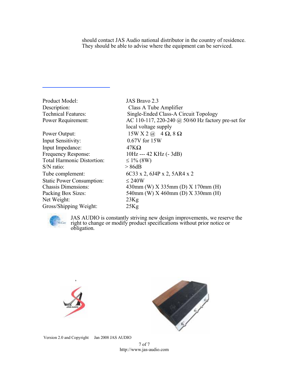 Set your mind free | Jas-Audio BRAVO 2.3 User Manual | Page 7 / 7
