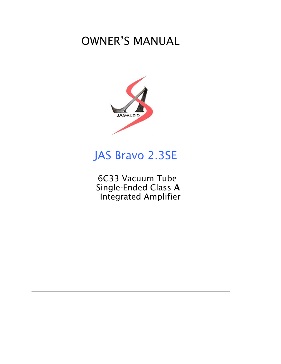 Jas-Audio BRAVO 2.3SE User Manual | 8 pages