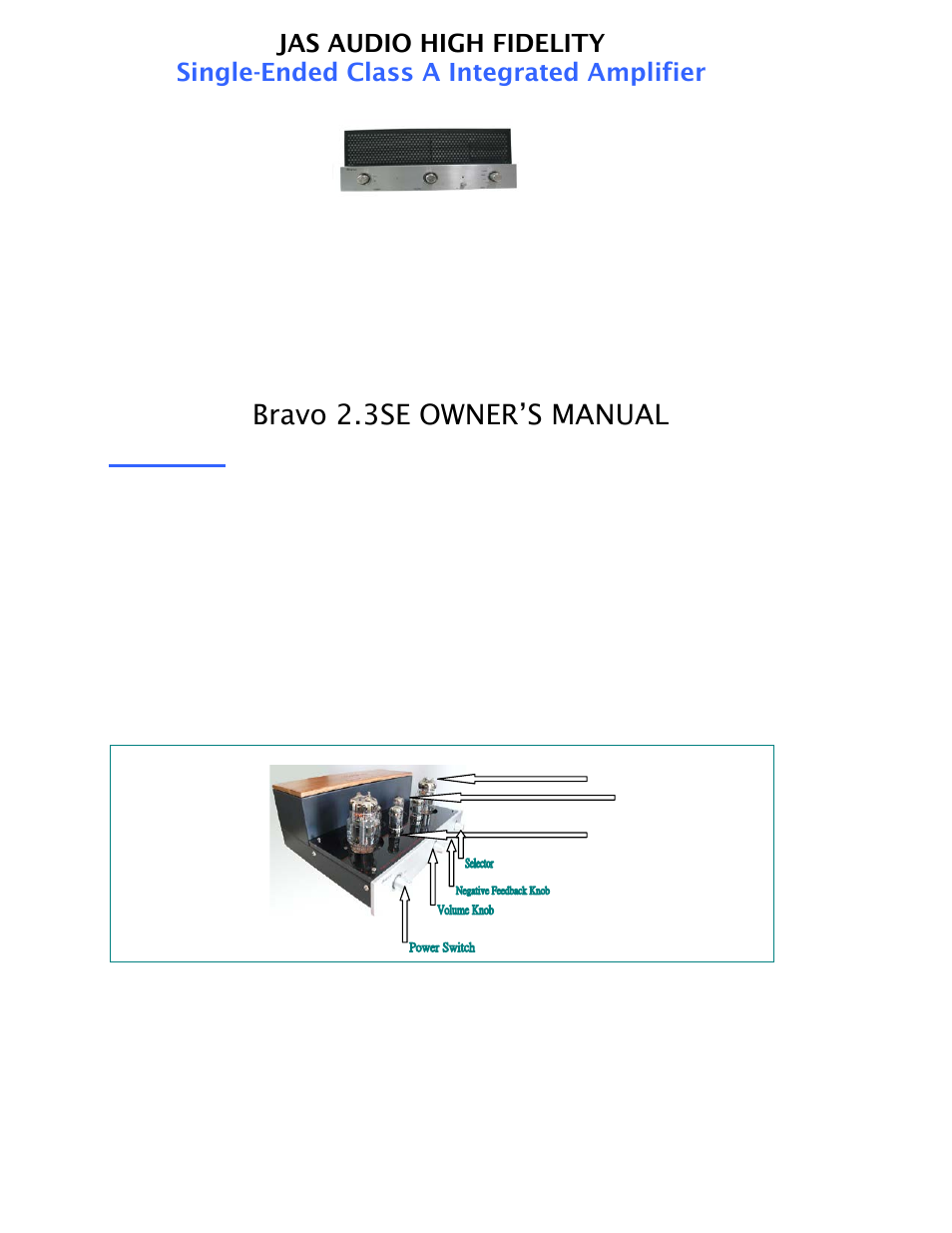 Bravo 2.3se owner’s manual | Jas-Audio BRAVO 2.3SE User Manual | Page 2 / 8