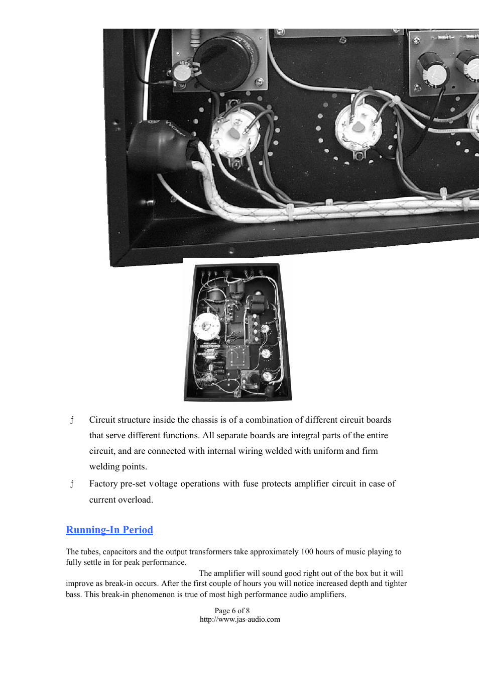 Features, Running-in period | Jas-Audio BRAVO 3.1 User Manual | Page 6 / 8