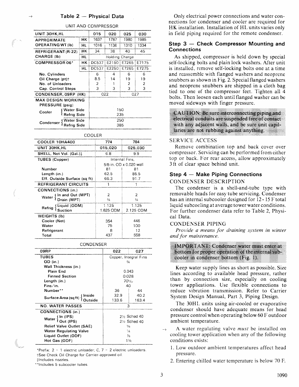 Table 2 — physical data | Carrier 30HK User Manual | Page 3 / 16