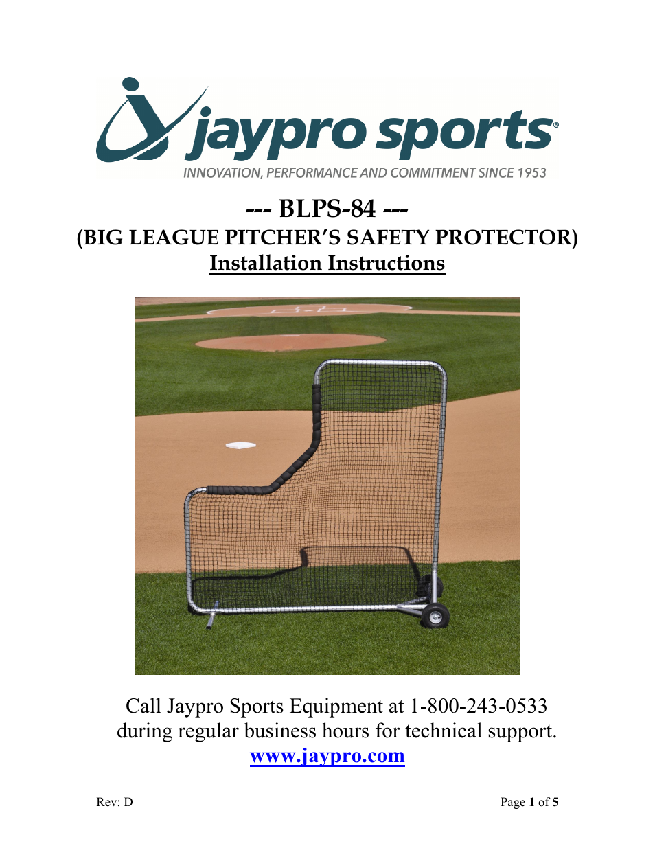 Jaypro Sports BLPS-84 User Manual | 5 pages