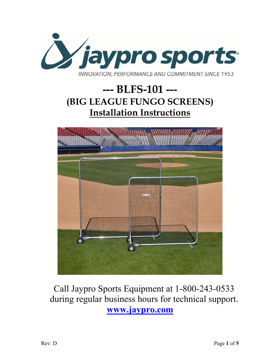 Jaypro Sports BLFS-101 User Manual | 5 pages