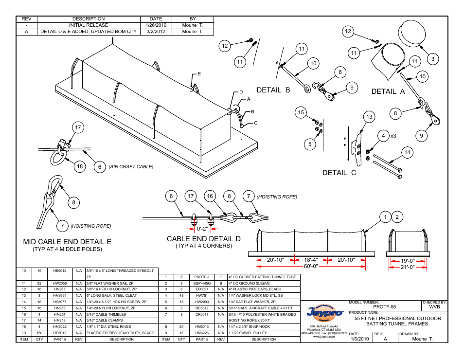 Mid cable end detail e | Jaypro Sports PROTF-70 User Manual | Page 3 / 7