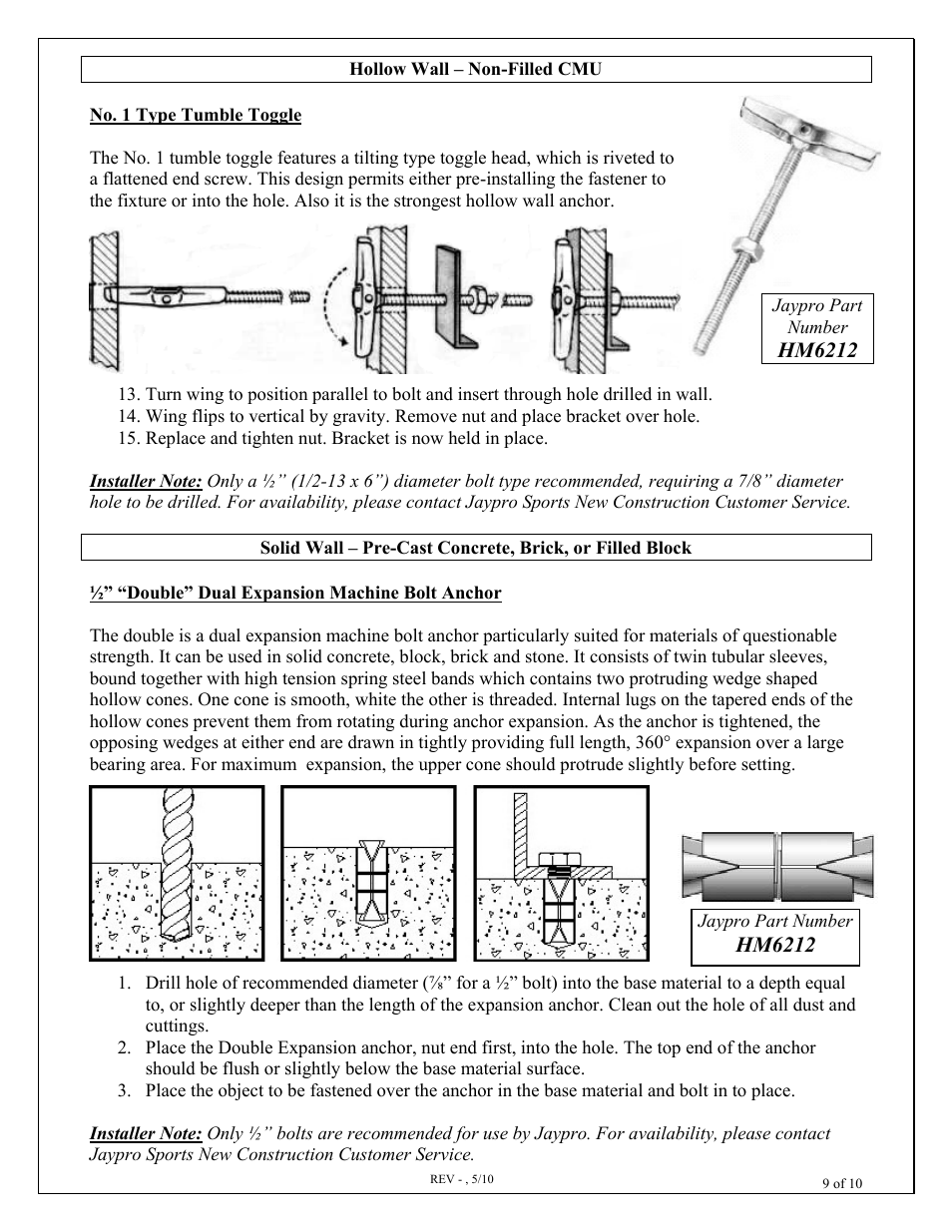 Hm6212 | Jaypro Sports BBC-WLKT User Manual | Page 9 / 10