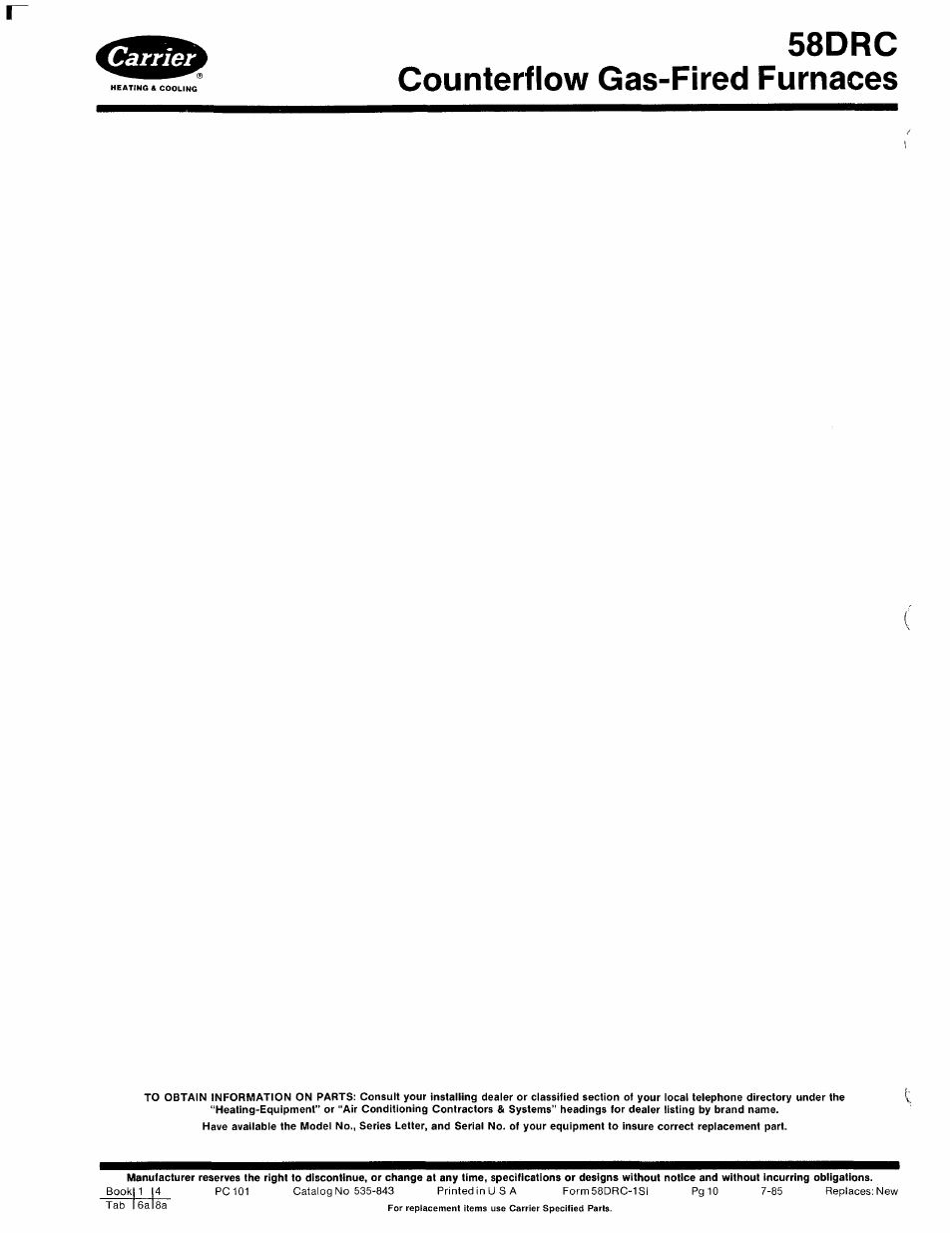58drc counterflow gas-fired furnaces | Carrier 58DRC User Manual | Page 10 / 10