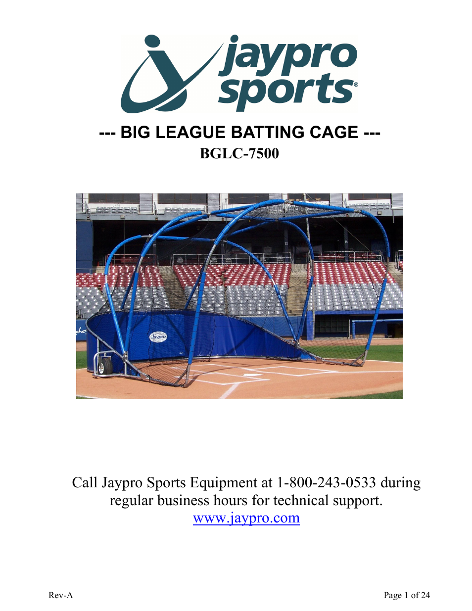 Jaypro Sports BGLC-7500BK User Manual | 24 pages