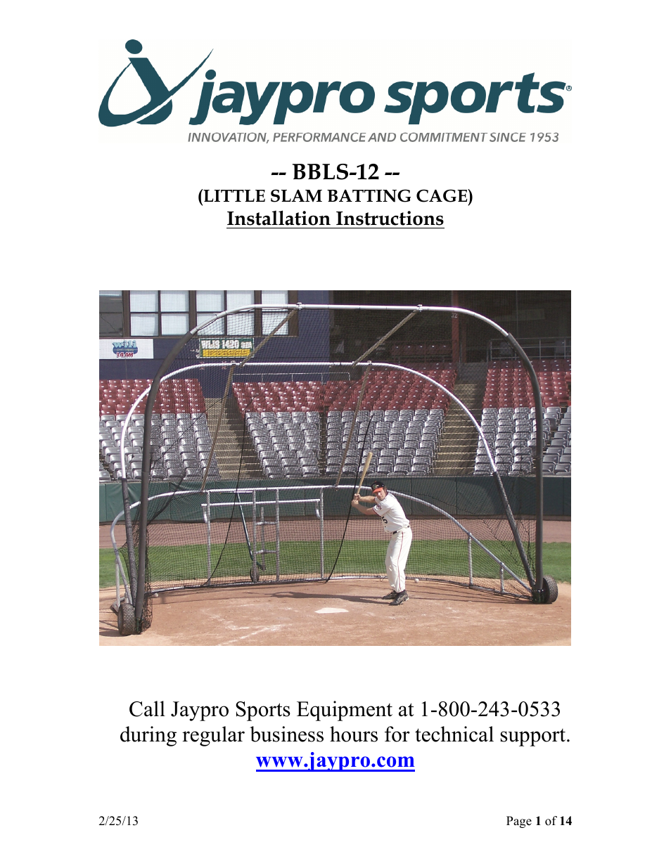 Jaypro Sports BBLS-12 User Manual | 14 pages