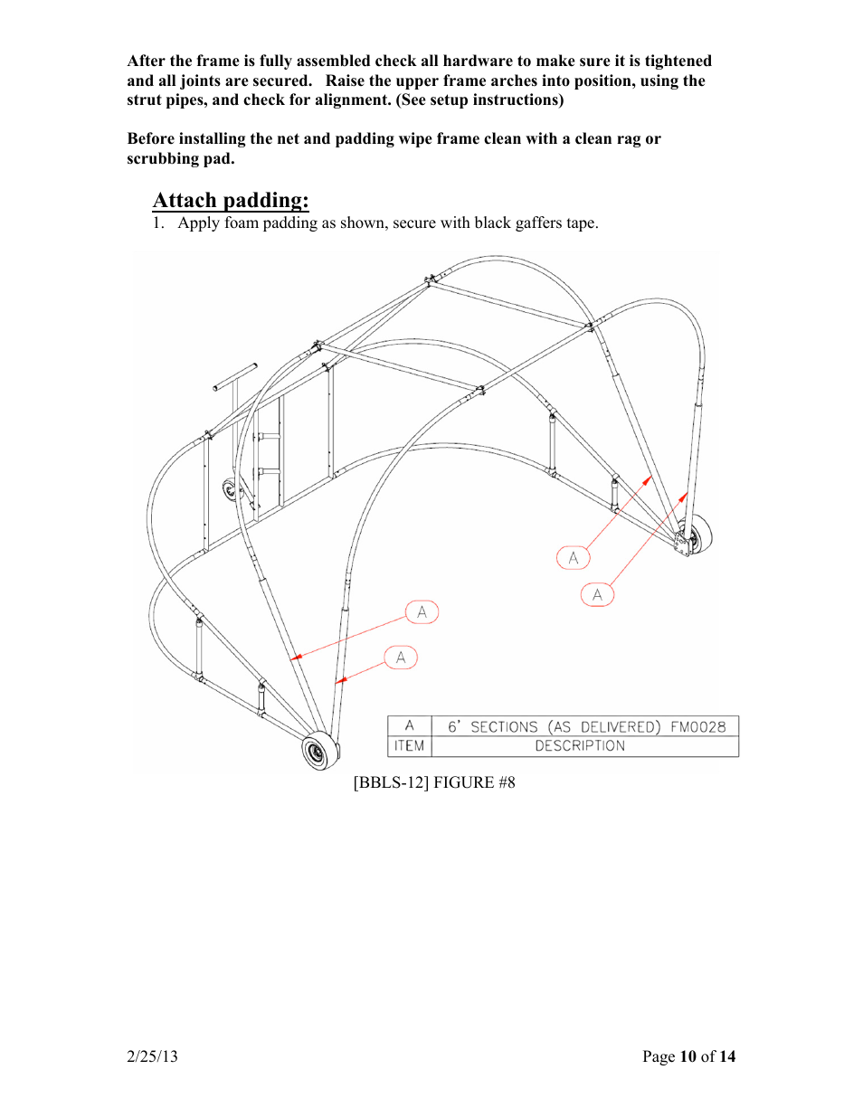 Attach padding | Jaypro Sports BBLS-12 User Manual | Page 10 / 14