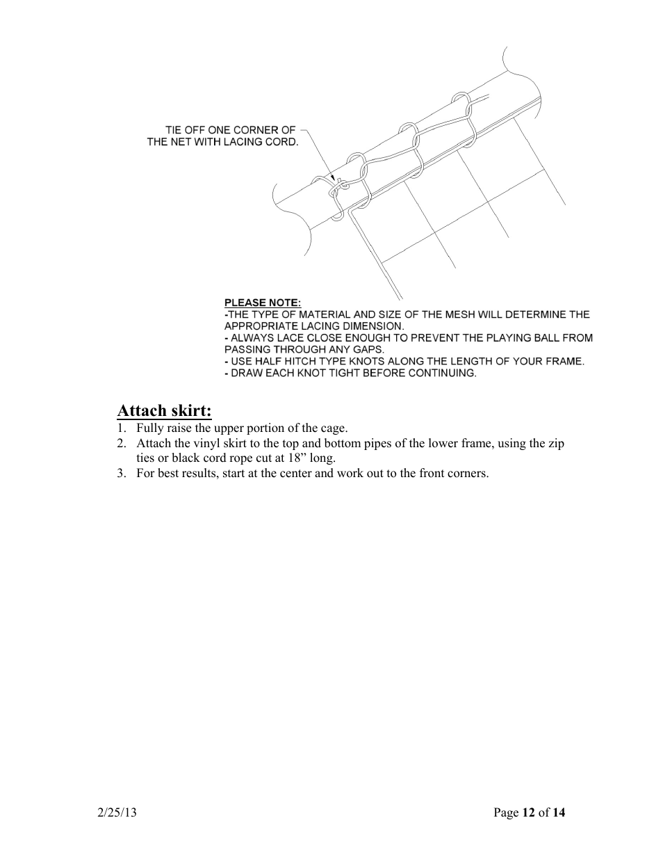 Attach skirt | Jaypro Sports BBLS-12 User Manual | Page 12 / 14