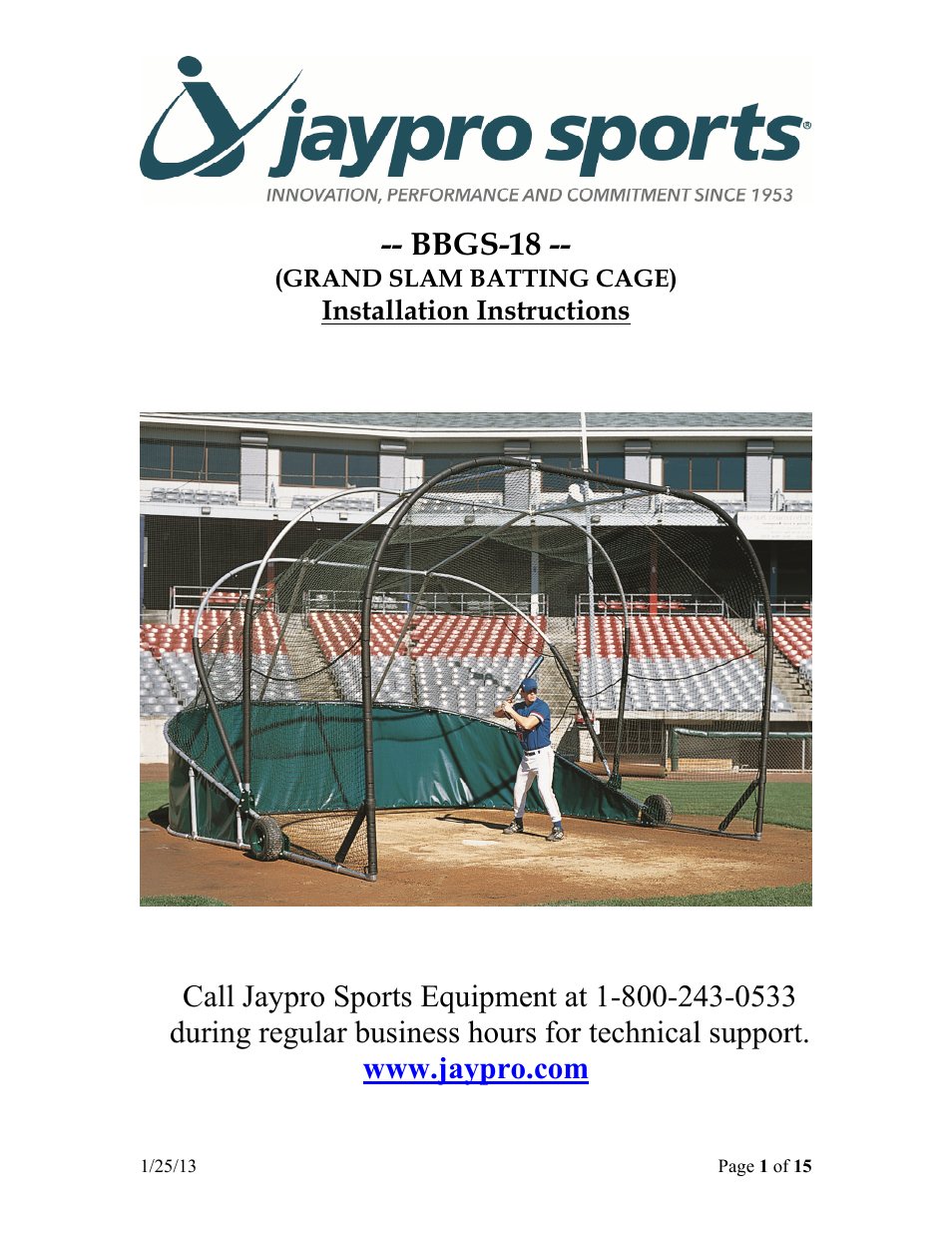 Jaypro Sports BBGS-18RD User Manual | 15 pages