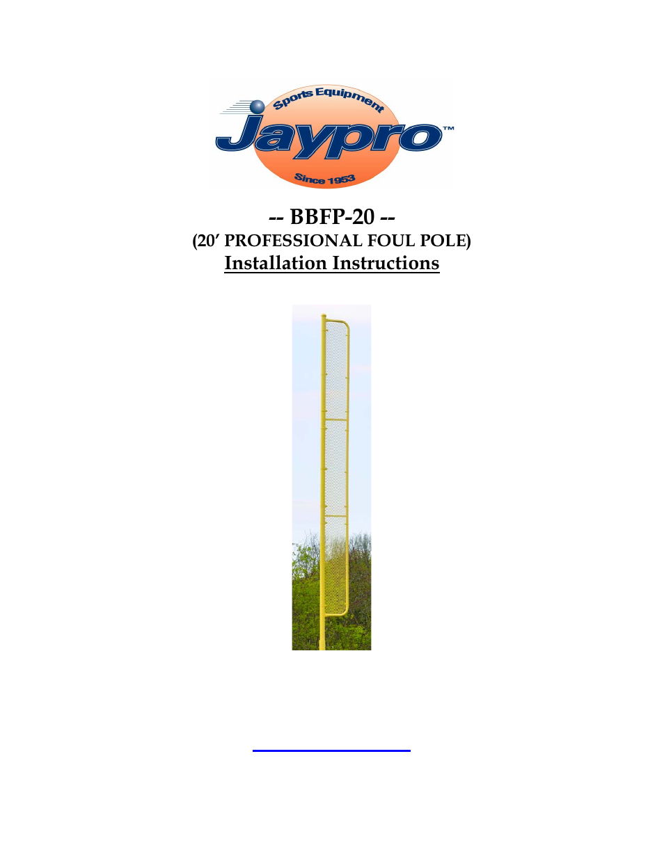 Jaypro Sports BBFP-20 User Manual | 5 pages