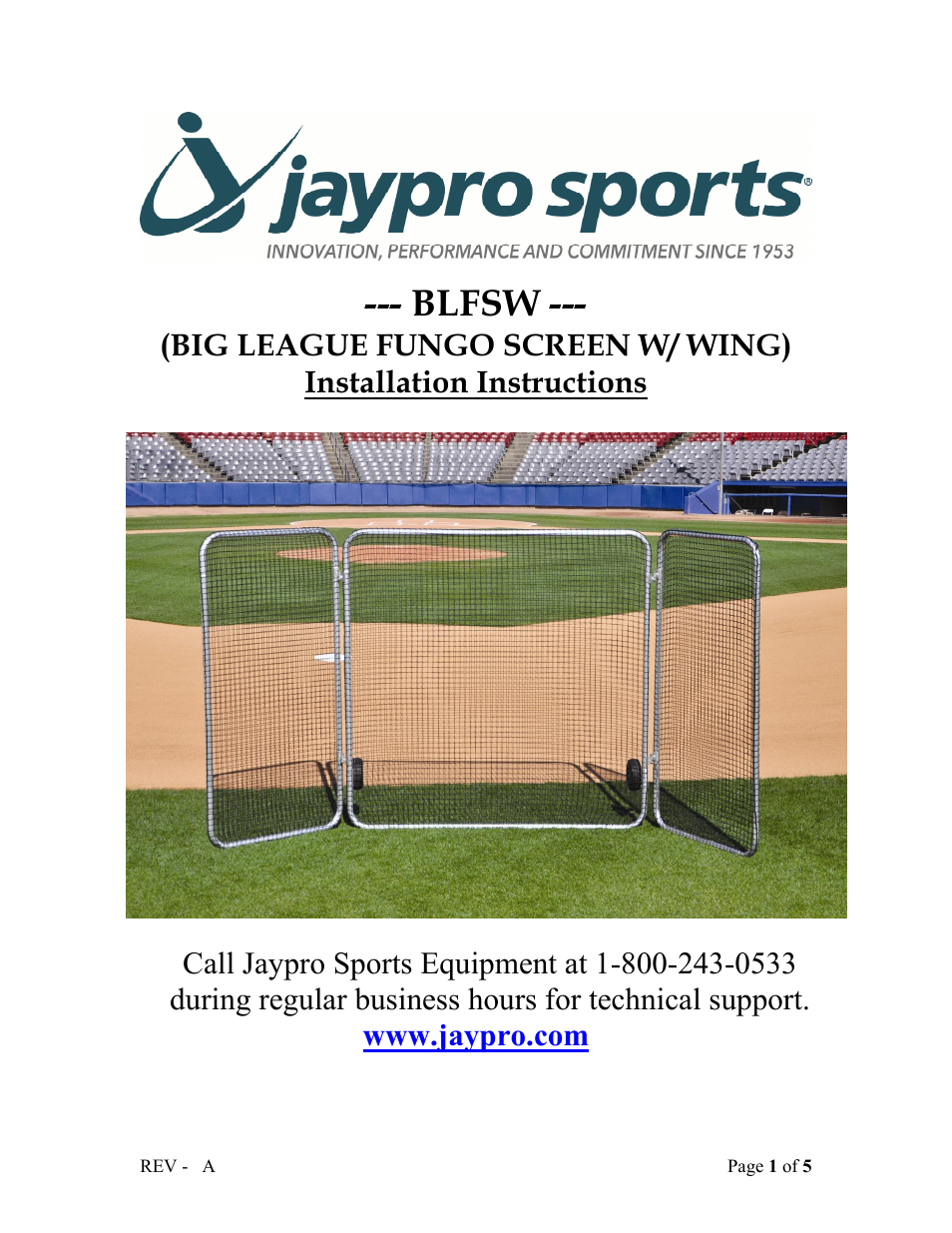 Jaypro Sports BLFSW User Manual | 5 pages