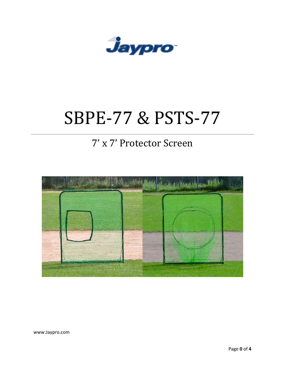 Jaypro Sports SBPE-77 User Manual | 5 pages