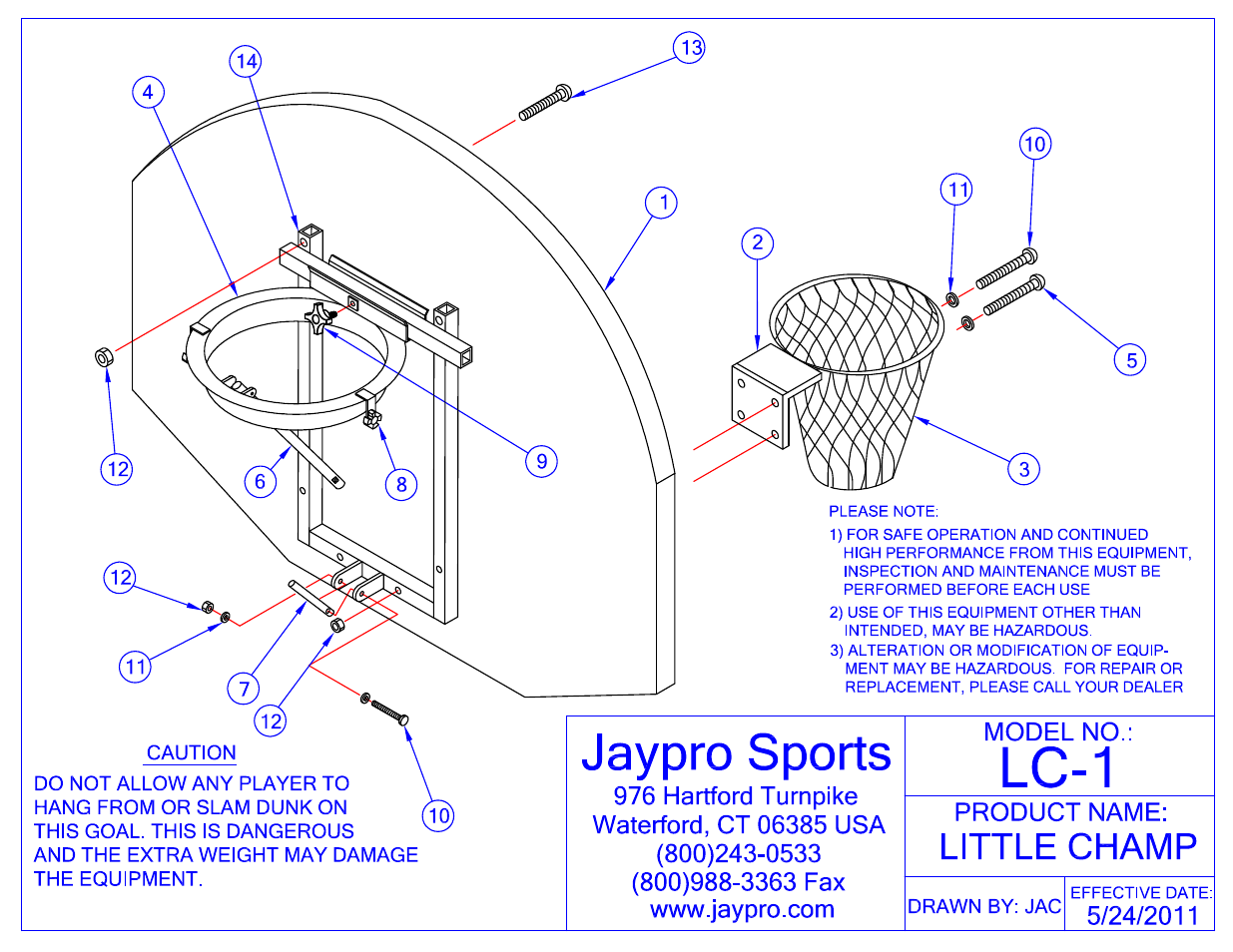 Jaypro Sports LC-1HP User Manual | 3 pages