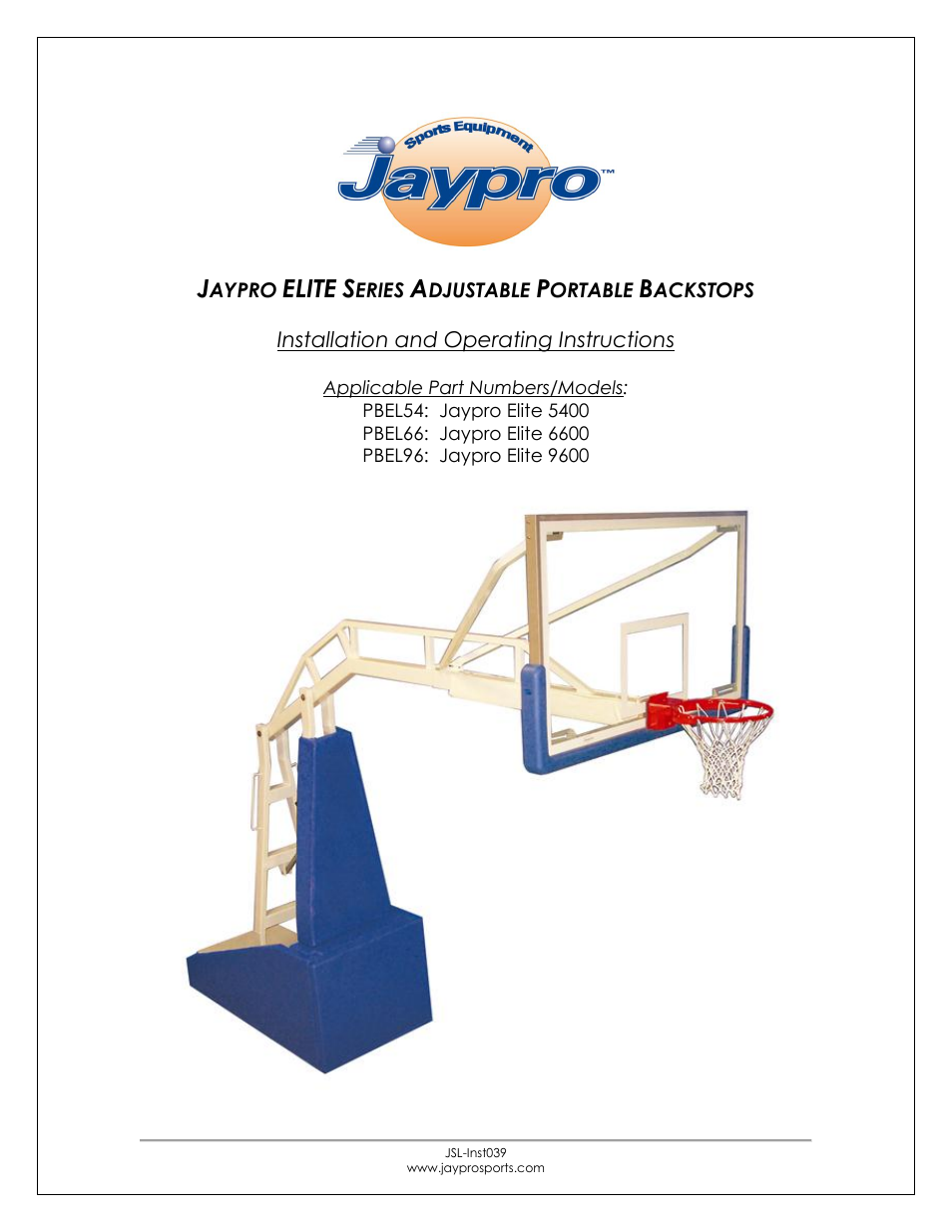 Jaypro Sports PBEL96 User Manual | 31 pages