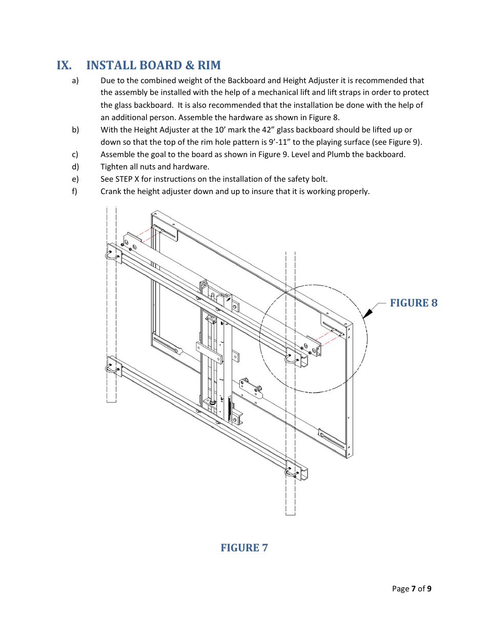 Ix. install board & rim | Jaypro Sports GBDD-AHA User Manual | Page 7 / 9