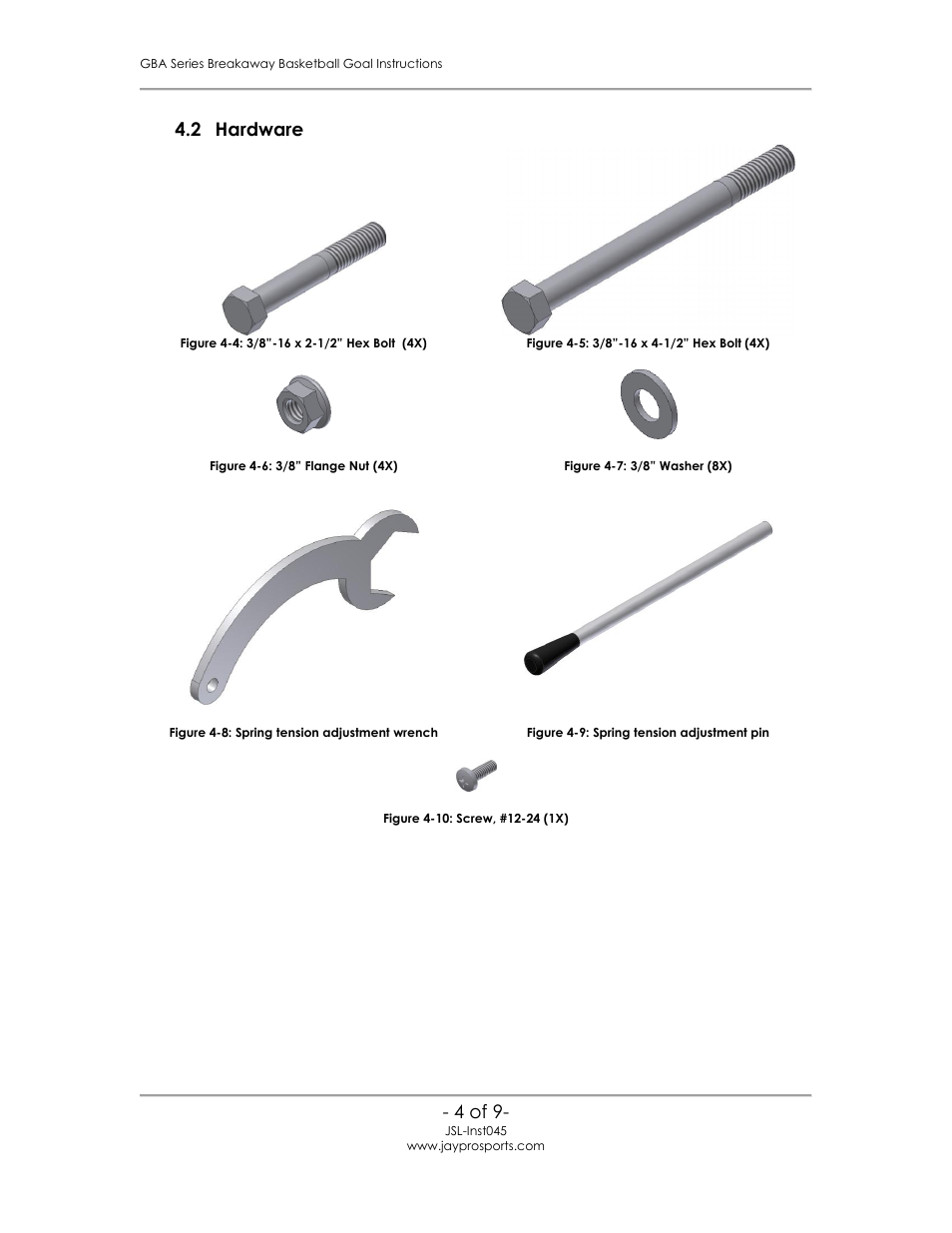 Hardware, Assembly/installation | Jaypro Sports GBA-648 User Manual | Page 5 / 10