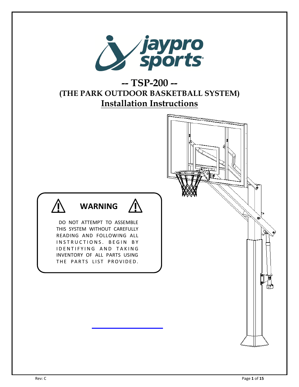 Jaypro Sports TSP-200 User Manual | 15 pages