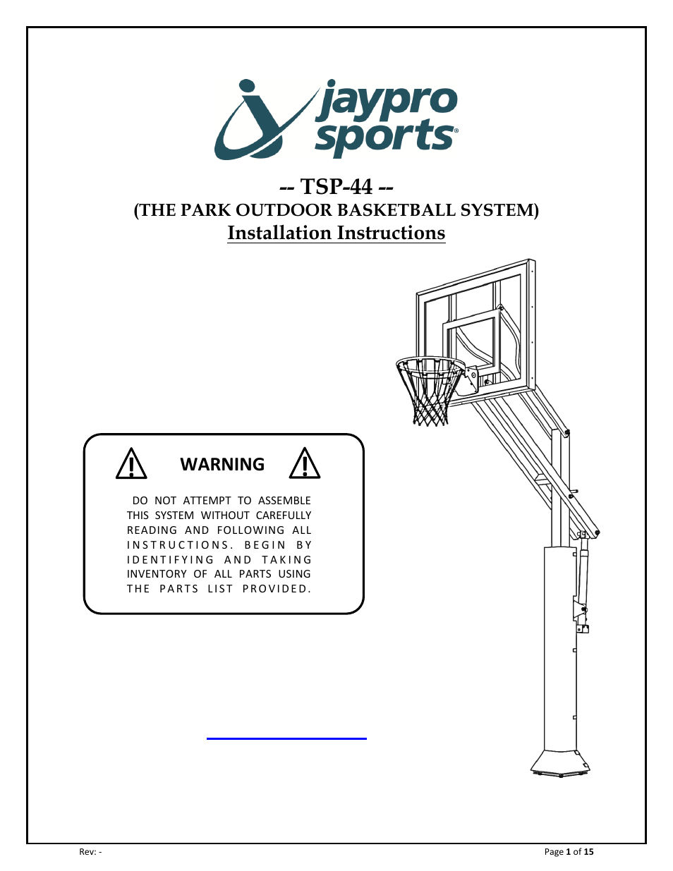 Jaypro Sports TSP-44 User Manual | 15 pages