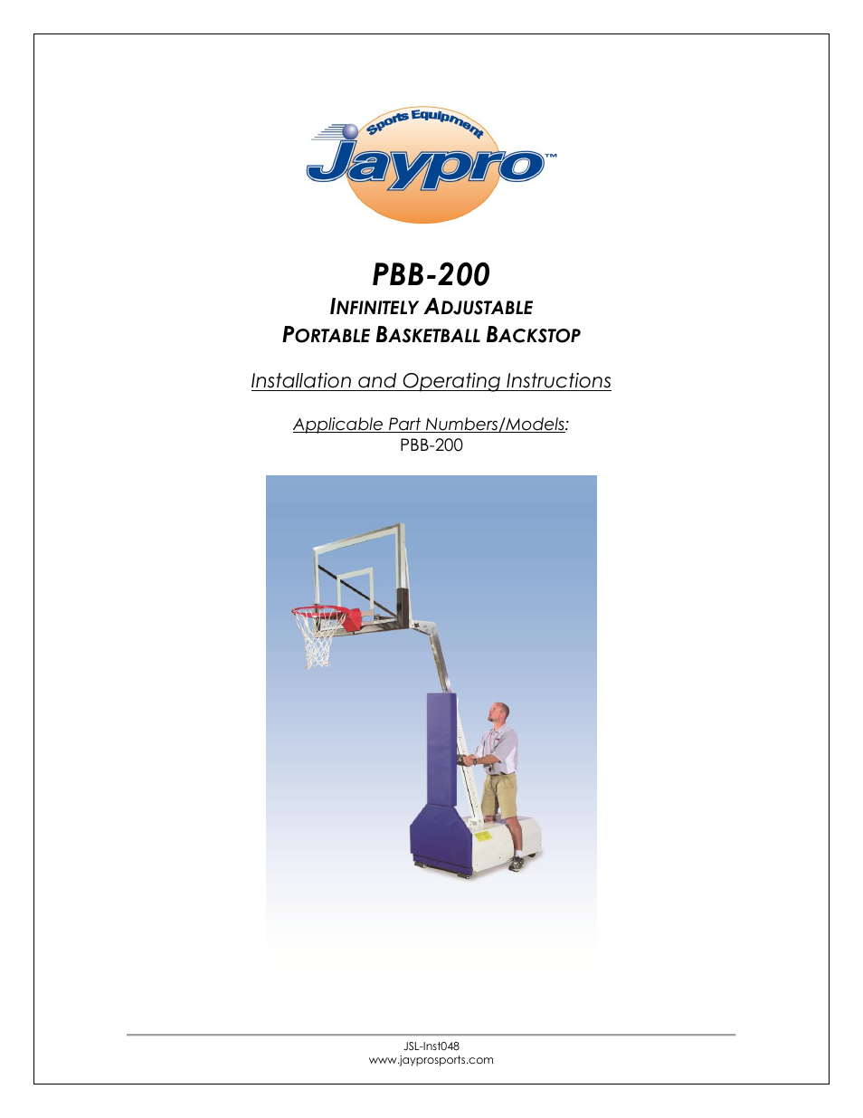 Jaypro Sports PBB-200 User Manual | 13 pages