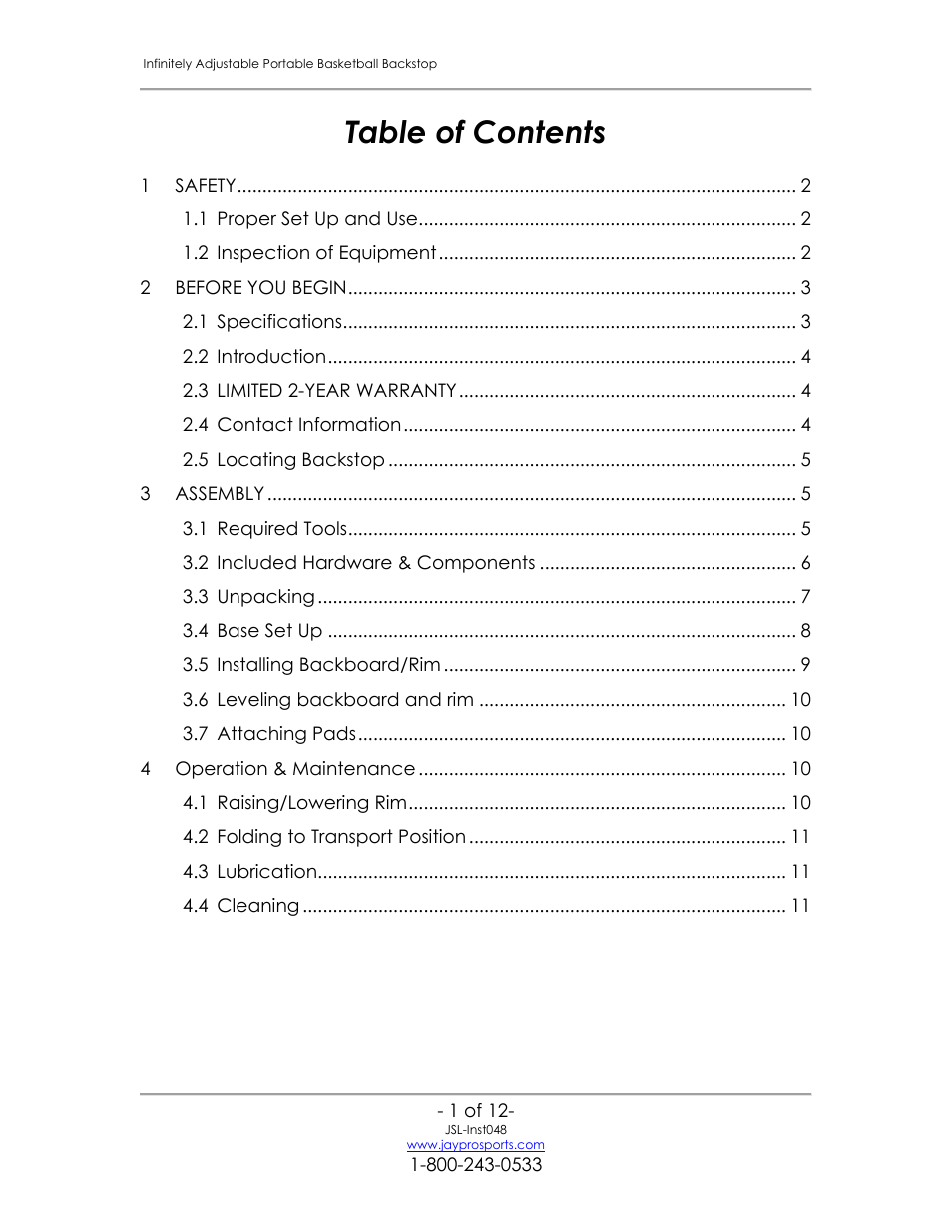 Jaypro Sports PBB-200 User Manual | Page 2 / 13