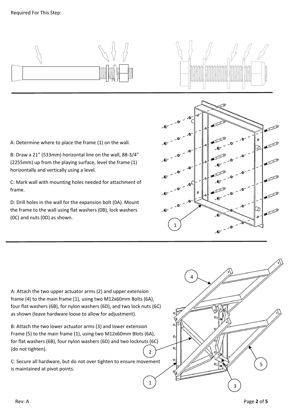 Step 1 (for concrete or block walls), Step 2 | Jaypro Sports WM-60 User Manual | Page 2 / 5