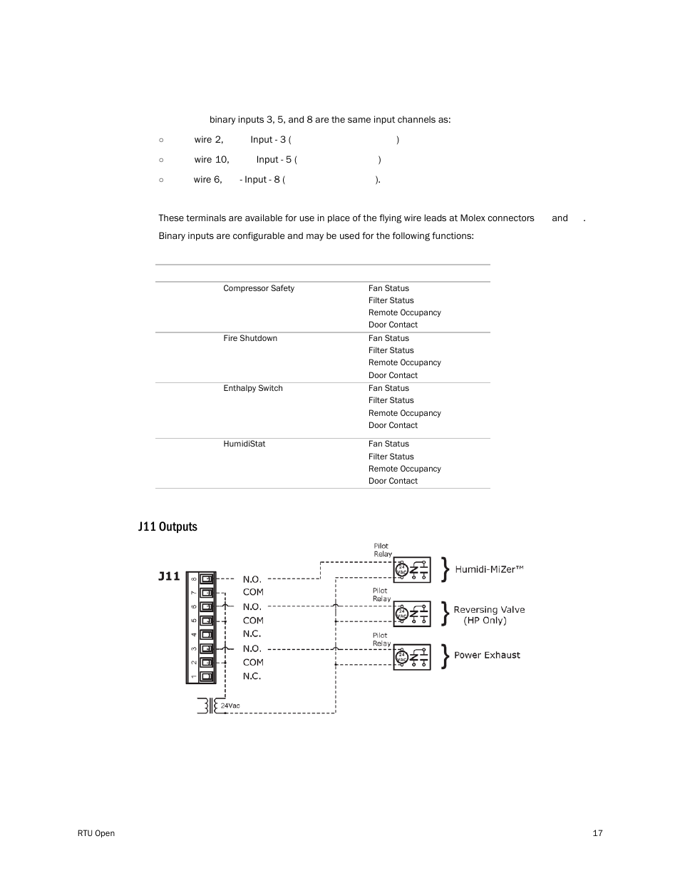 J11 outputs | Carrier RTU OPEN 11-808-427-01 User Manual | Page 23 / 88