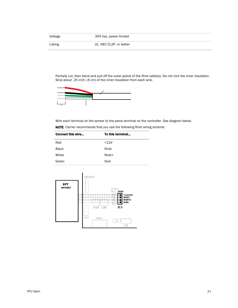 To wire the spt sensor to the controller | Carrier RTU OPEN 11-808-427-01 User Manual | Page 27 / 88