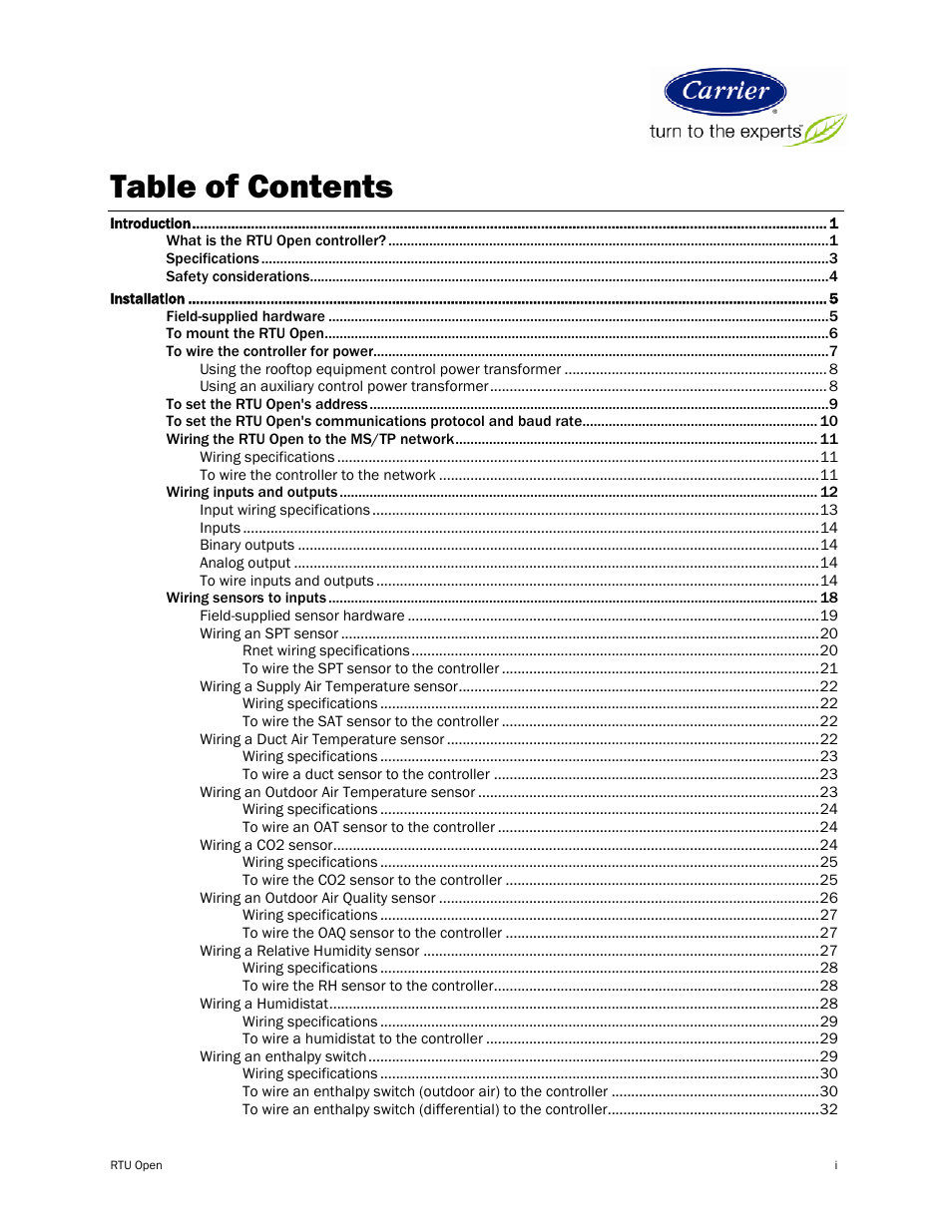 Carrier RTU OPEN 11-808-427-01 User Manual | Page 3 / 88