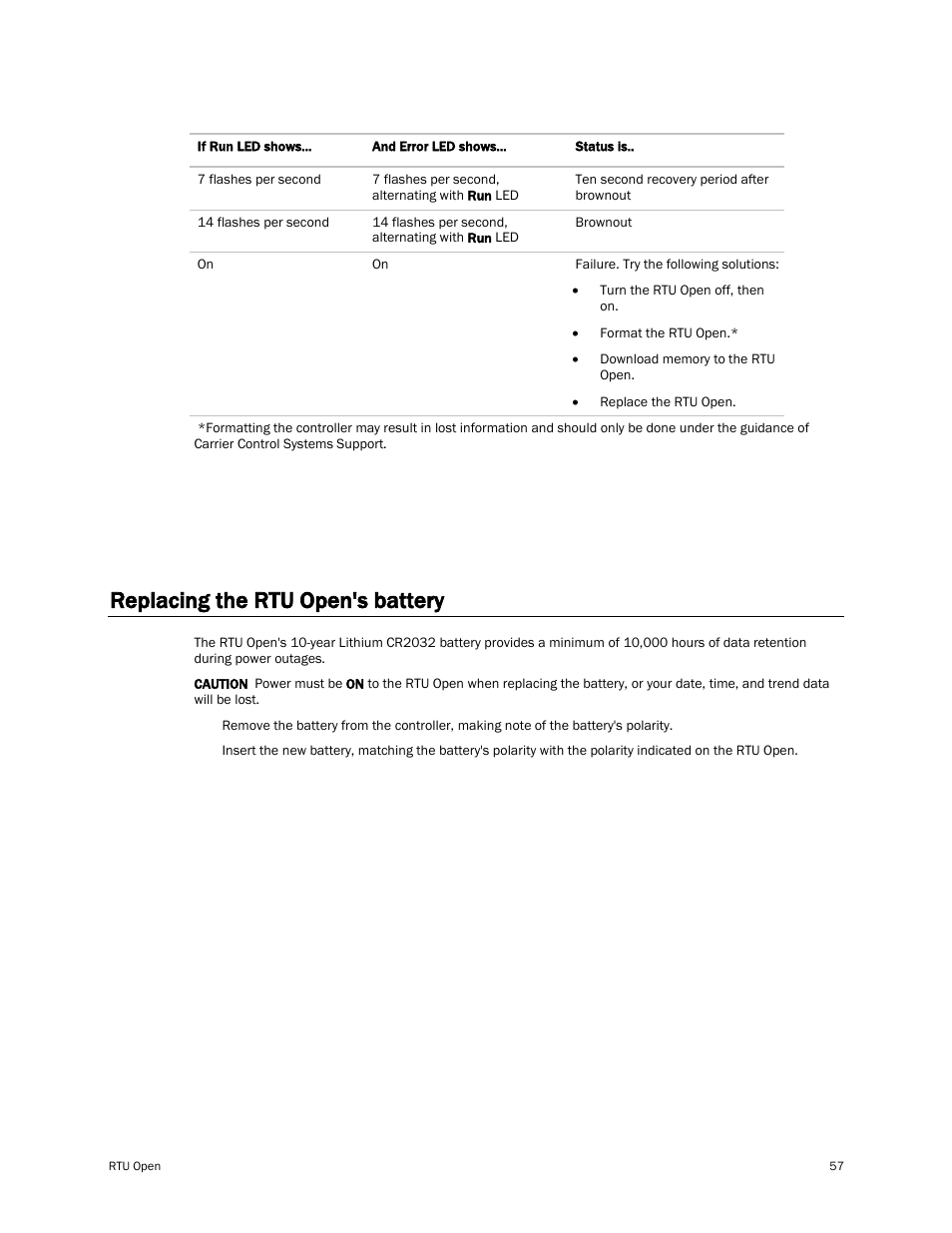 Replacing the rtu open's battery | Carrier RTU OPEN 11-808-427-01 User Manual | Page 63 / 88