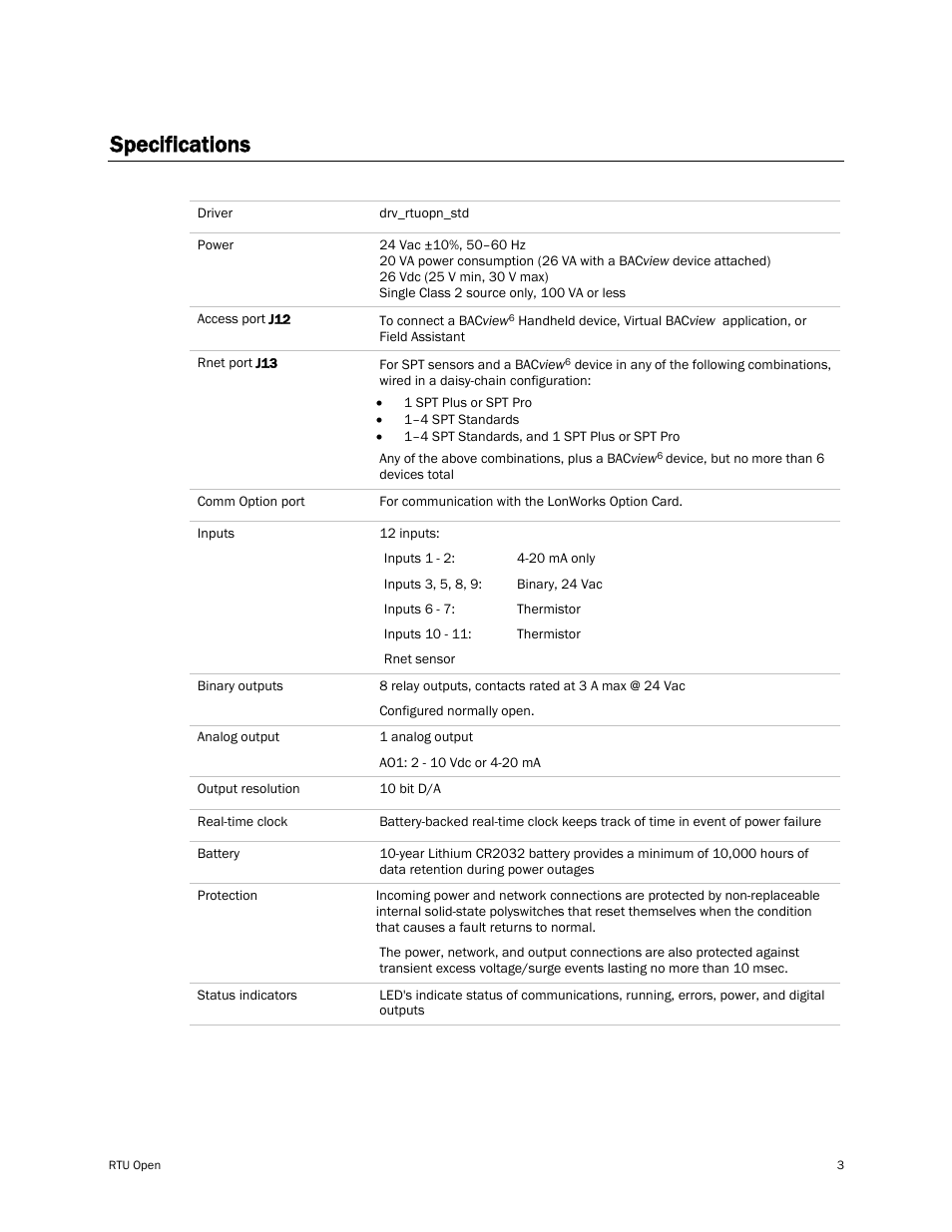 Specifications | Carrier RTU OPEN 11-808-427-01 User Manual | Page 9 / 88