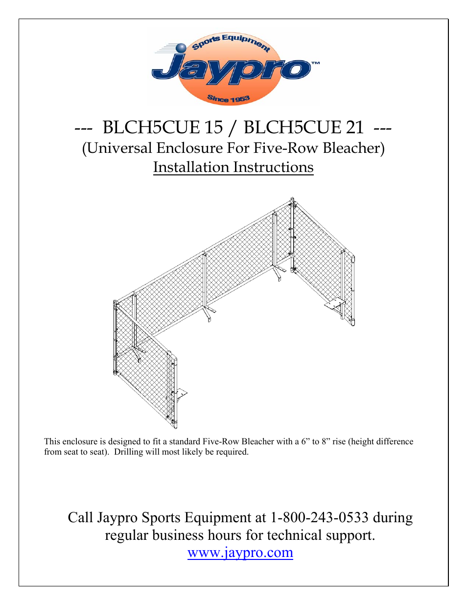 Jaypro Sports BLCH5CUE21 User Manual | 14 pages