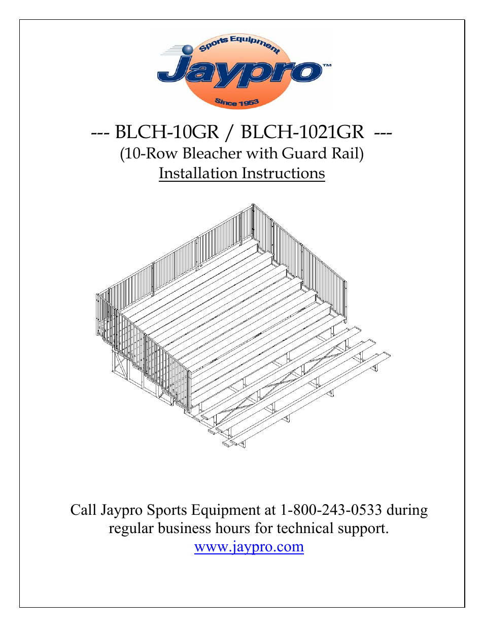 Jaypro Sports BLCH-1021GR User Manual | 12 pages