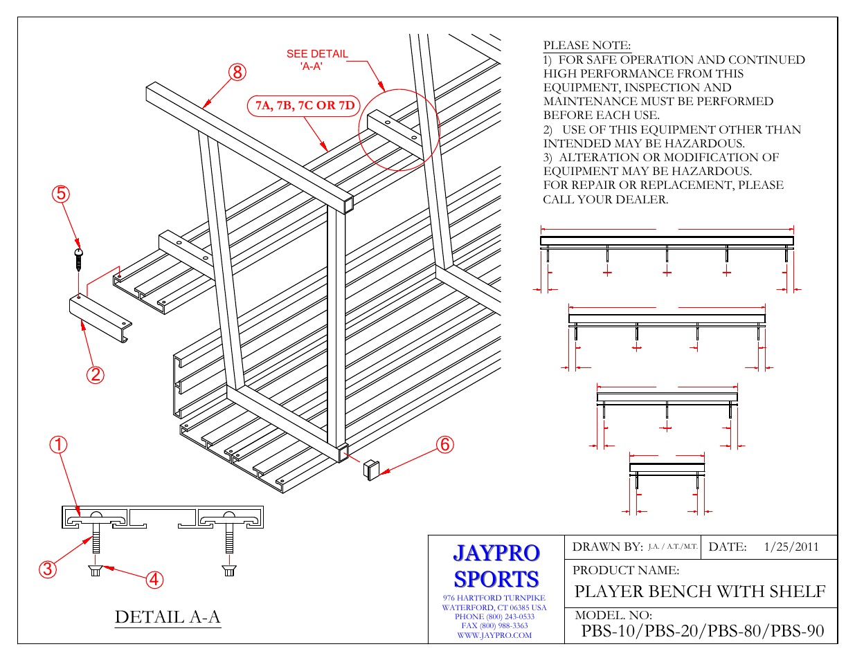 Jaypro Sports PBS-90 User Manual | 2 pages