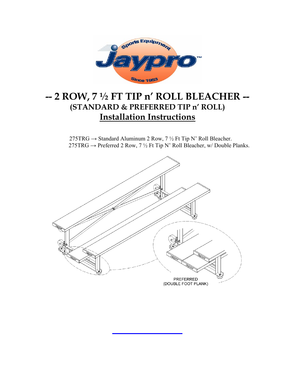 Jaypro Sports BLDP-275TRG User Manual | 6 pages