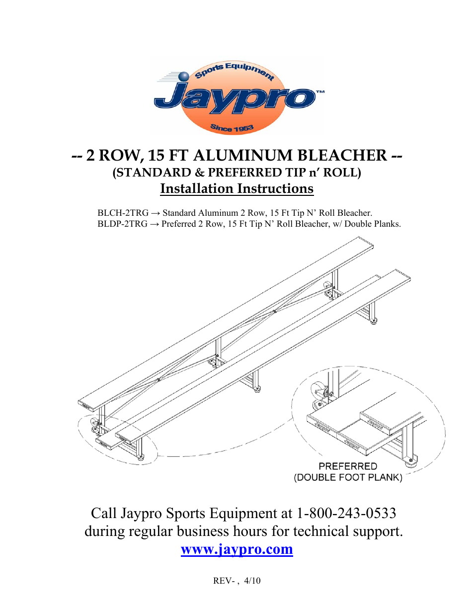 Jaypro Sports BLDP-2TRG User Manual | 6 pages