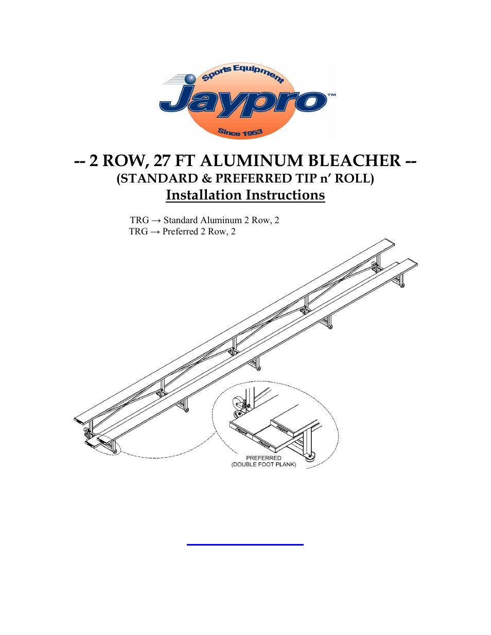 Jaypro Sports BLDP-227TRG User Manual | 6 pages