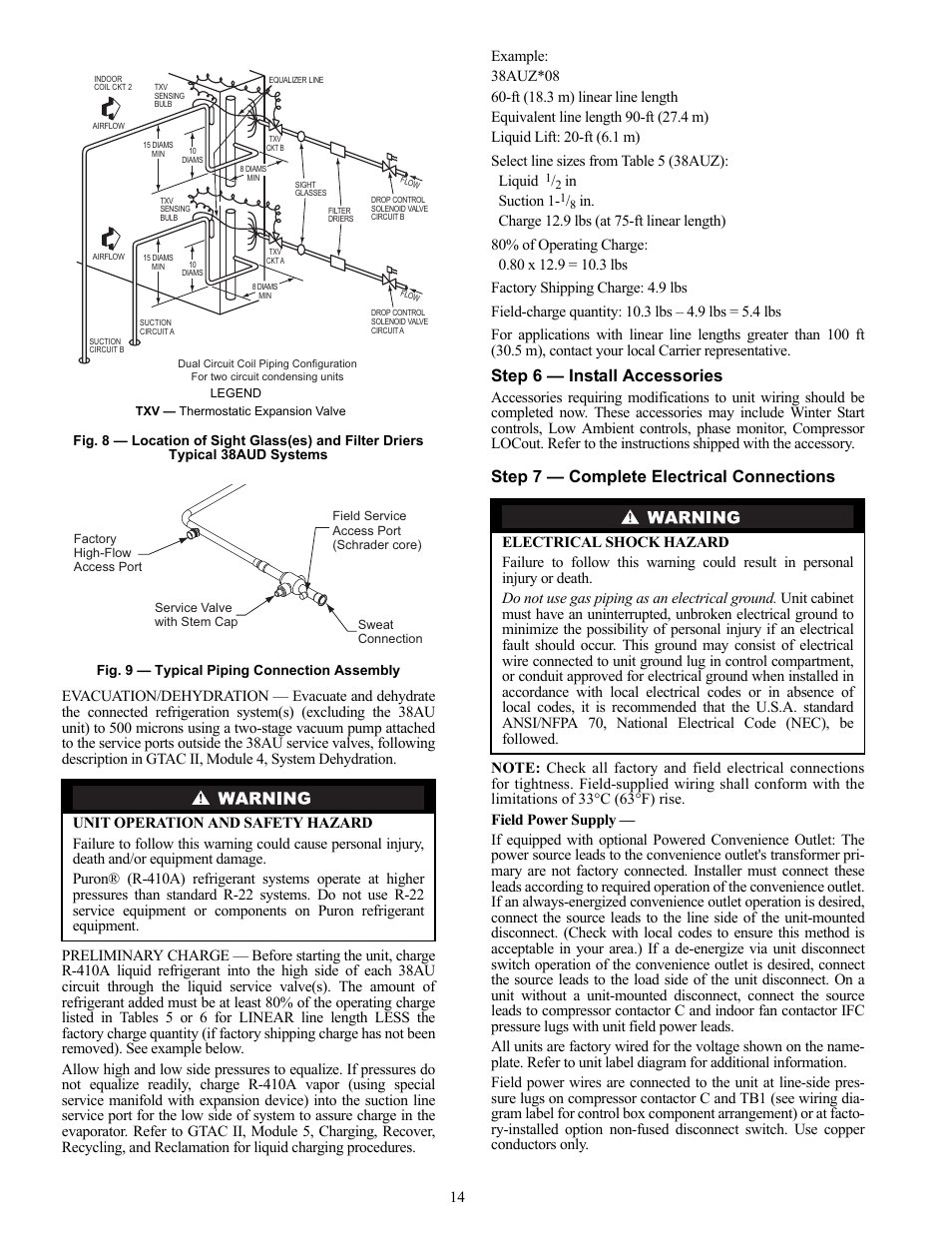 Step 6 — install accessories, Step 7 — complete electrical connections | Carrier 38AU User Manual | Page 14 / 40