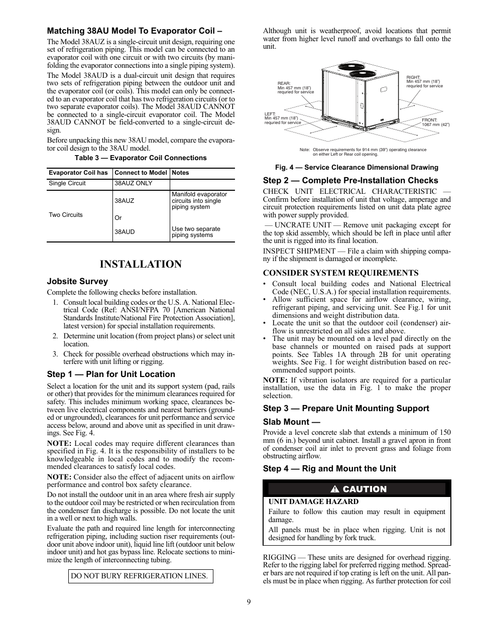 Installation | Carrier 38AU User Manual | Page 9 / 40