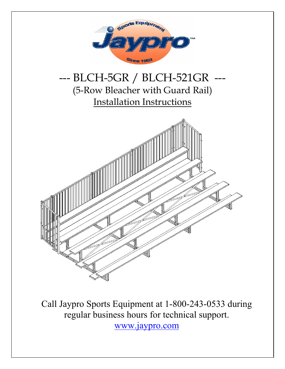 Jaypro Sports BLCH-521GR User Manual | 9 pages