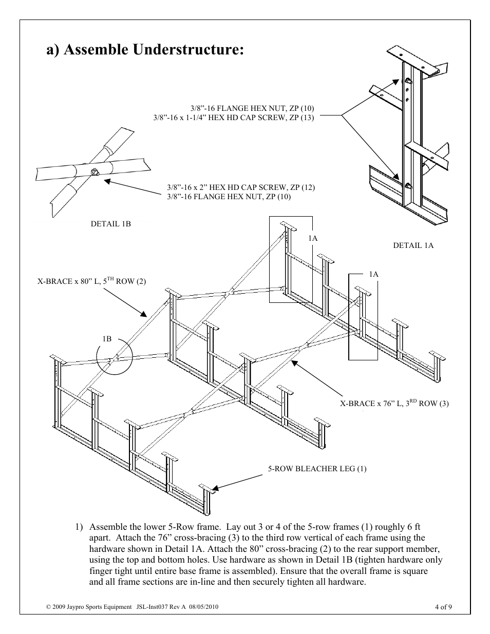 A) assemble understructure | Jaypro Sports BLCH-521GR User Manual | Page 4 / 9