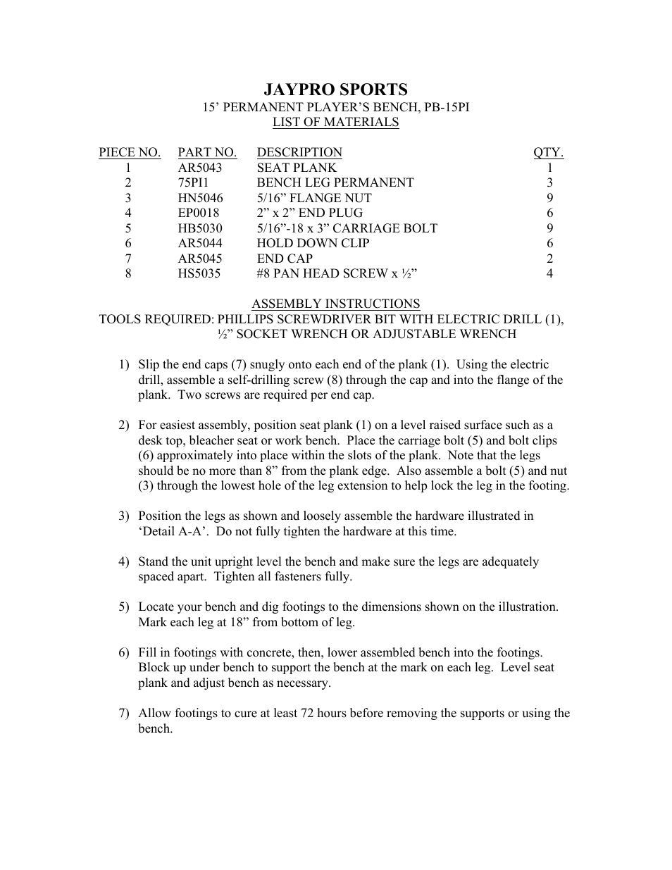 Jaypro sports | Jaypro Sports PB-15PI User Manual | Page 2 / 2