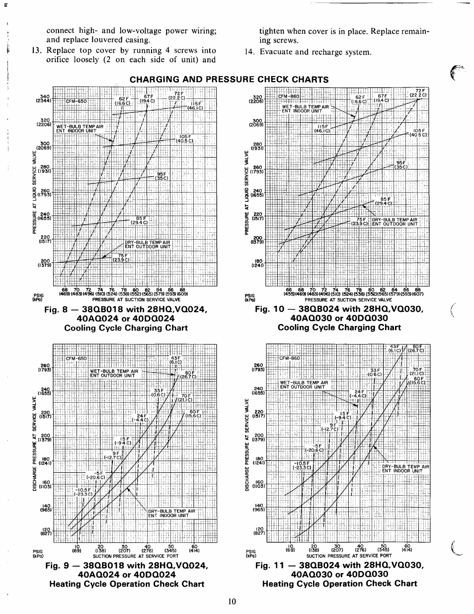 Charging and pressure check charts | Carrier 380B User Manual | Page 10 / 18