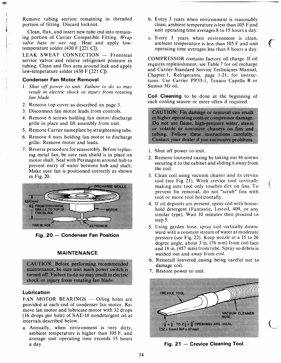 Condenser fan motor removal, Maintenance, Lubrication | Carrier 380B User Manual | Page 14 / 18