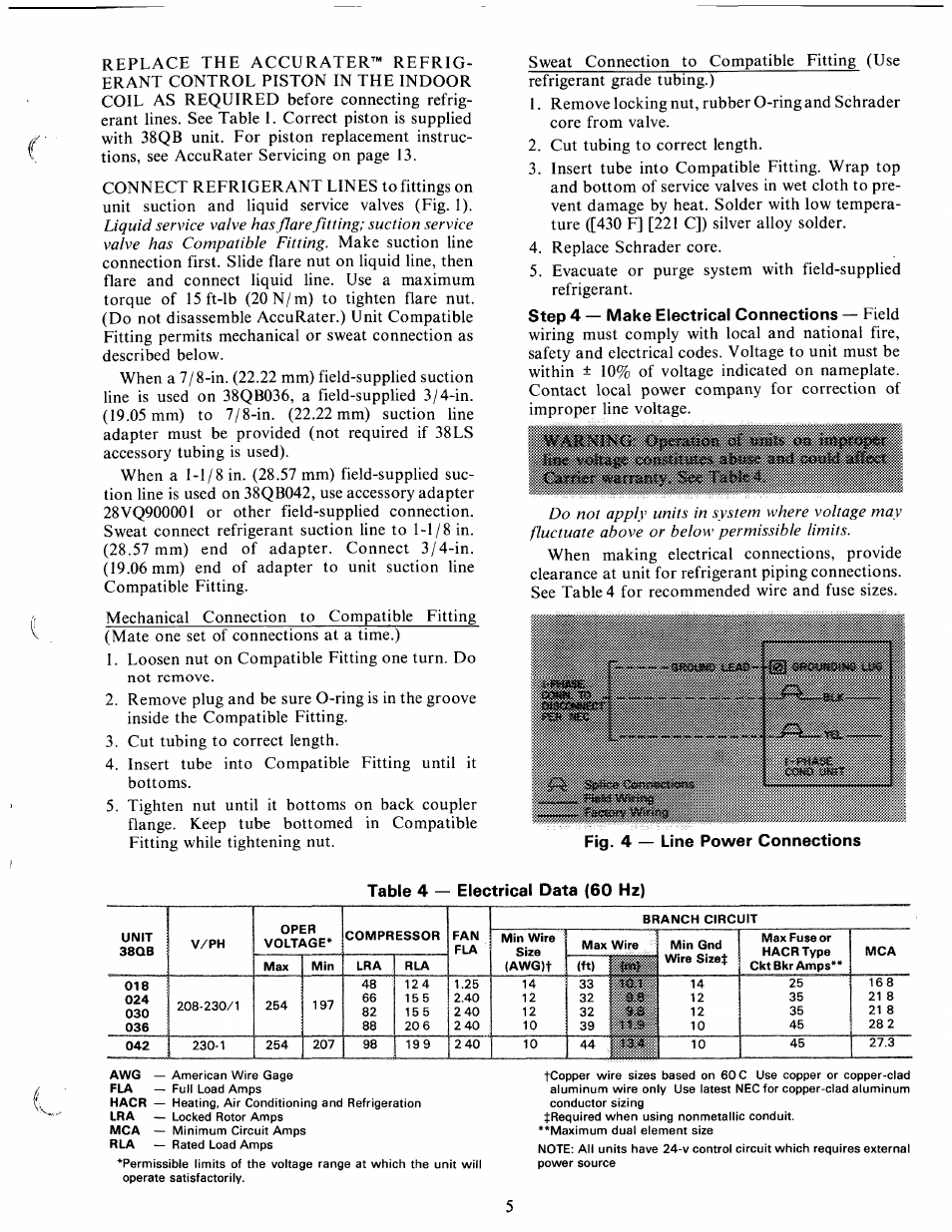 Table 4 — electrical data (60 hz) | Carrier 380B User Manual | Page 5 / 18