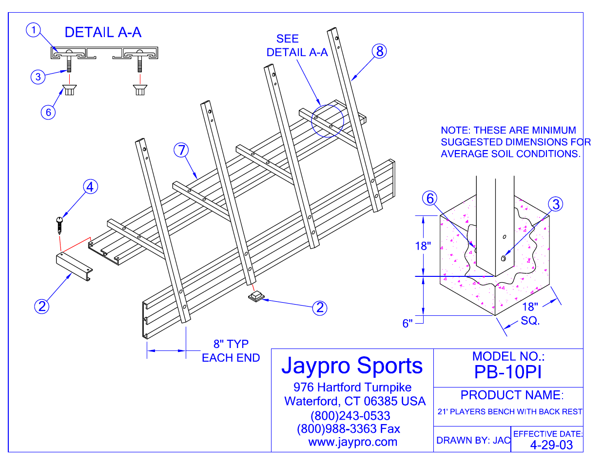 Jaypro Sports PB-10PI User Manual | 2 pages
